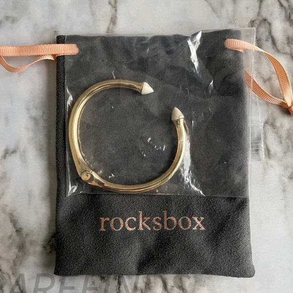 SLATE Porter Hinge Cuff Bracelet, Gold over Brass w/ Howlite, Rocksbox Exclusive - Picture 3 of 15